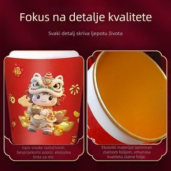 2026. godina Konja – papirnate čaše sa zlatnom folijom, jednokratne, crvene, deblje, otporne na visoke temperature, kućna upotreba, zapremine 201–300 ml