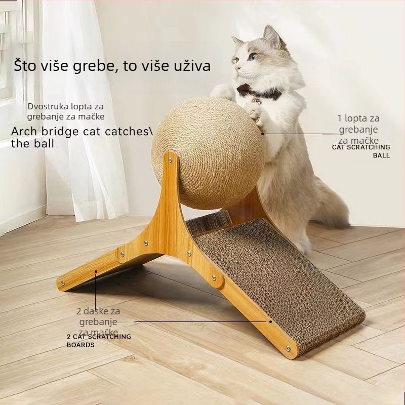 Sisal mačja igračka s gnijezdom i vertikalnim pločom za grebanje, otporna na habanje, bez vlakana, kuglica za grebanje, ekstra velika