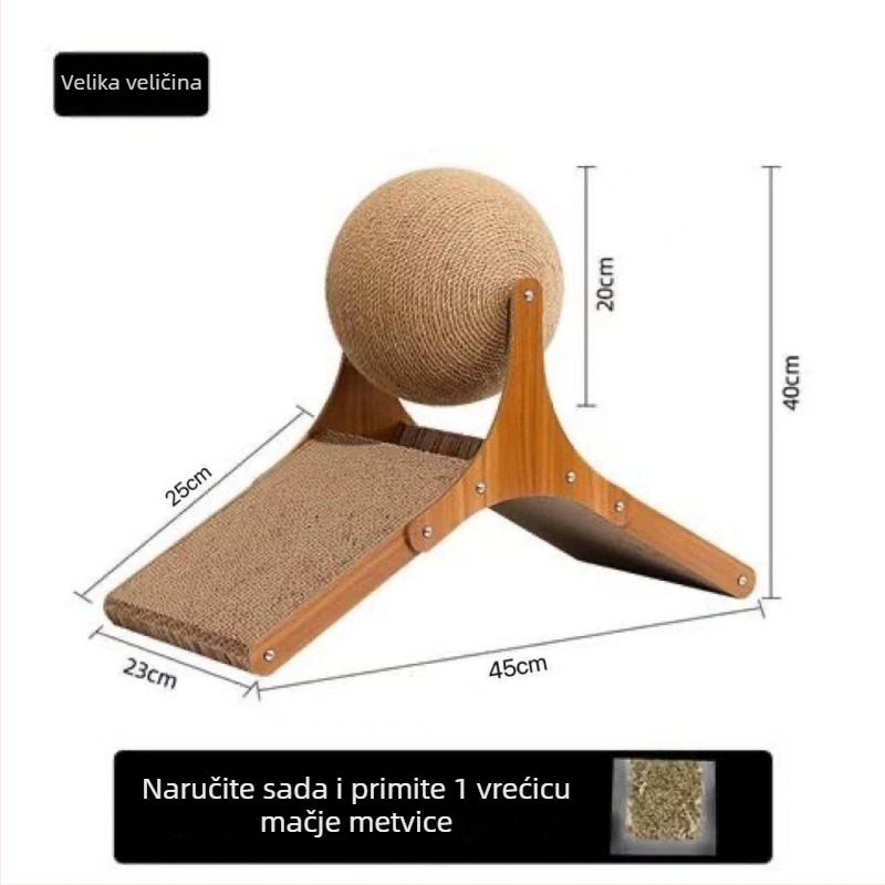 Sisal mačja igračka s gnijezdom i vertikalnim pločom za grebanje, otporna na habanje, bez vlakana, kuglica za grebanje, ekstra velika