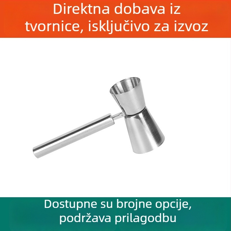 Mjerna šalica od nehrđajućeg čelika s držačem, dvostruka mjernica uncima za miješanje u baru