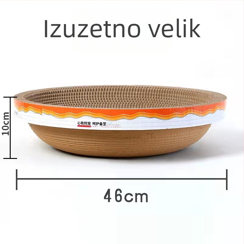 Velika daska za grebanje mačaka od valovitog kartona s integriranom zdjelom u obliku posude