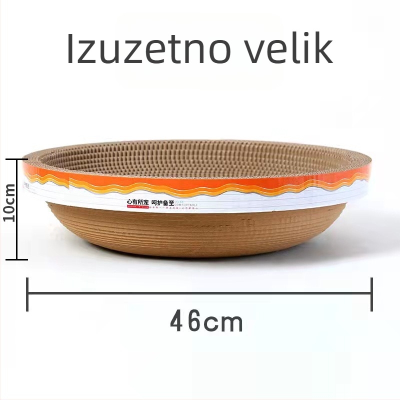 Velika daska za grebanje mačaka od valovitog kartona s integriranom zdjelom u obliku posude