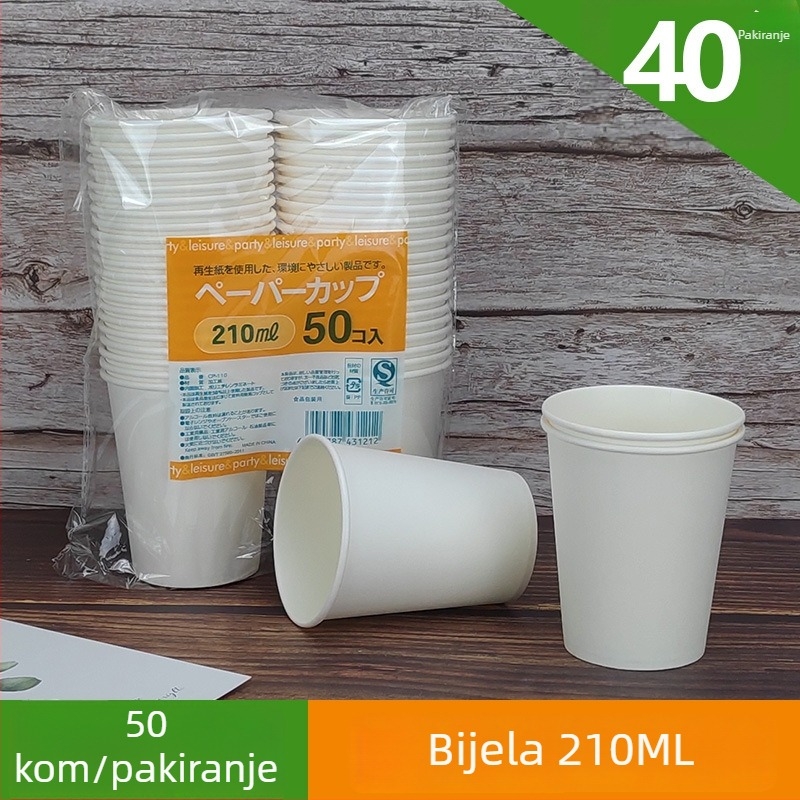 Jednokratna debela papirnata čaša za tople napitke, bijela, kapacitet 201–300 ml, za kavu i čaj s mlijekom