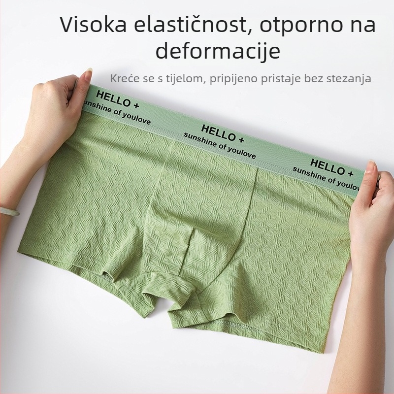 Muške pamučne bokserice, prozračan, sa srednjim pojasom, jacquard tekstura, antibakterijske, velika veličina
