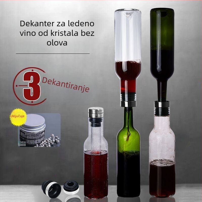 Kristalni dekanter za vino s funkcijom hlađenja Ice Wine, kapacitet iznad 1000 ml, bijela, lagani luksuz retro stil