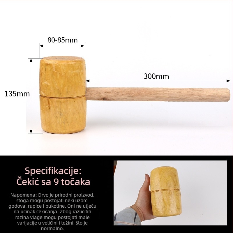 Drveni čekić za stolarske radove, mali drveni čekić, čekić od masivnog drveta, ručno izrađeno