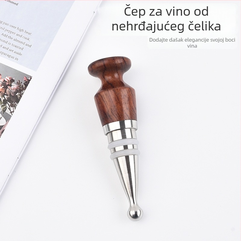 Vinski čep od ružnog drveta i nehrđajućeg čelika za očuvanje i zatvaranje boce