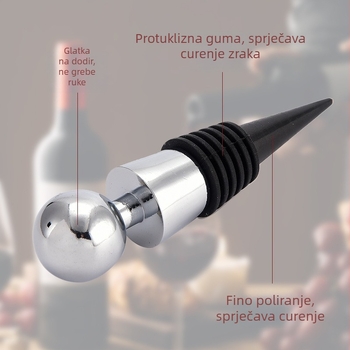 Konični vinska zatka s kugličnom glavom, za očuvanje vina – zatka od aluminijske legure