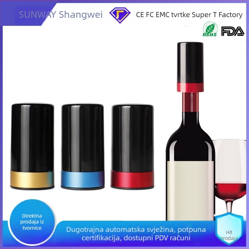 Shangwei automatska vakuumska čep za crveno vino, električni vakuumski čep za vino, akrilni čep za bocu vina