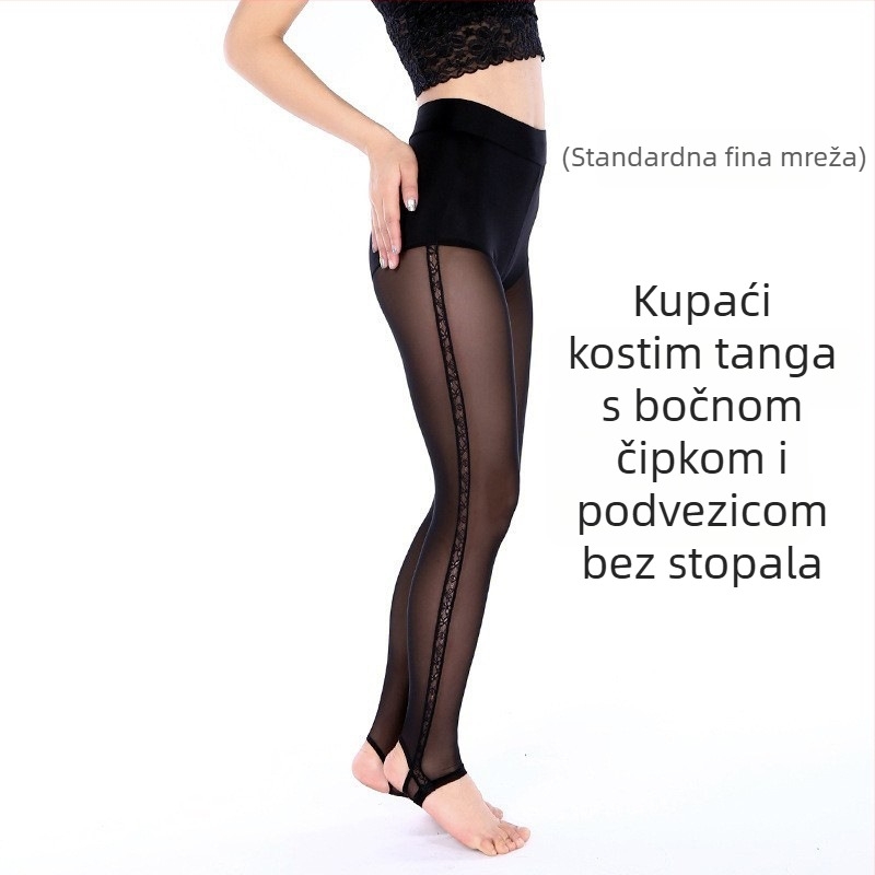 Proljetno-ljetne mrežaste tajice uskog kroja, dvostruki dizajn, efekt prozirnosti