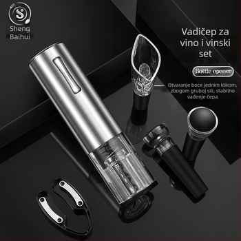 Šest u jednome električni otvorivač za vino sa stalkom, punjivi, potpuno automatizirani, poklon set