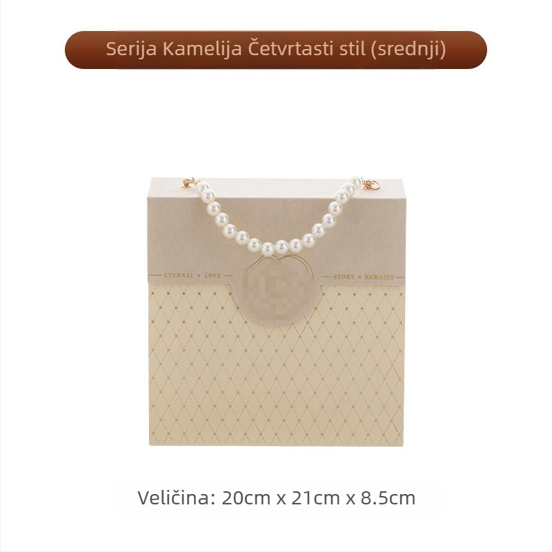 Camellia kutija za poklon - prazna, prijenosna kutija za bombone s brončanim mrežicama za vjenčano pakiranje