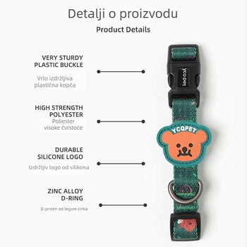 Prilagodljiv ogrlica za male i srednje pse s povodcem