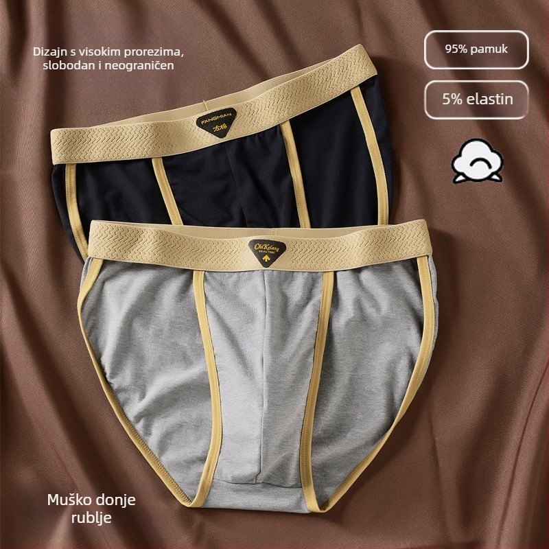 Muške gaćice od pamuka, antibakterijske, prozračna, srednji porast, visok razrez, sportski stil