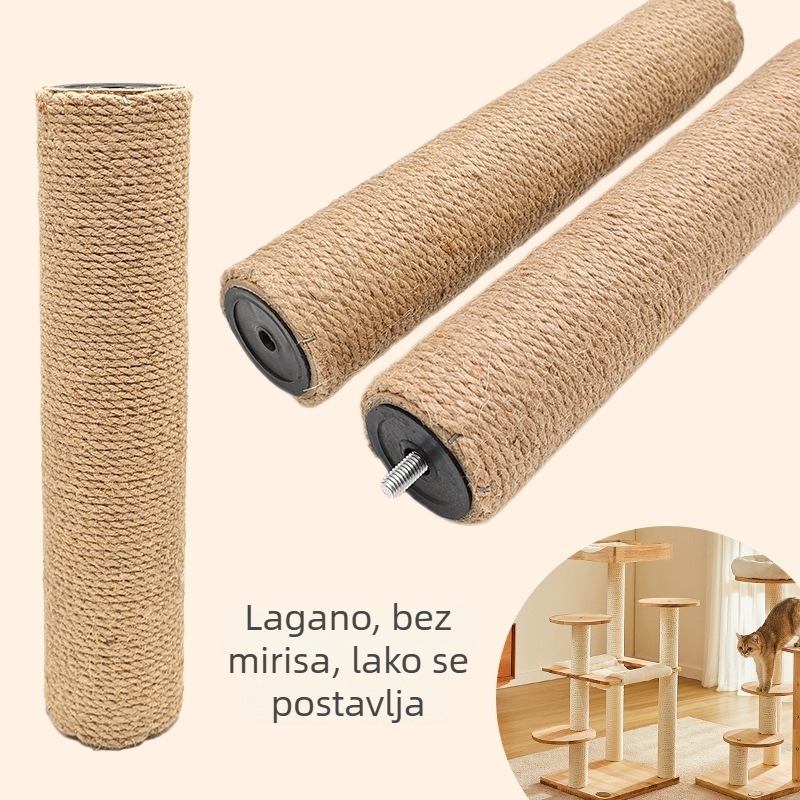Stup za grebanje mačaka sa stablom za penjanje i konopnim užetom — izdržljiva mačja igračka