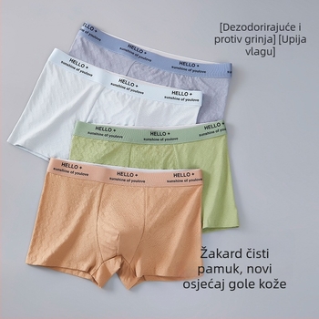 Muške bokserice od 100% pamuka, prozračan jacquard, antibakterijske, srednji struk, velika veličina