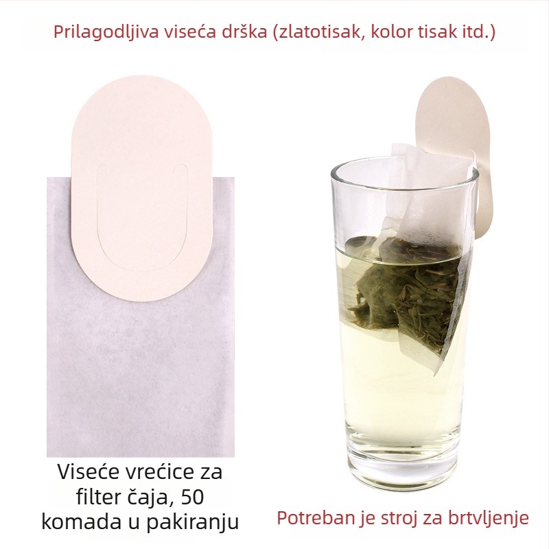 Jednokratna vrećica čaja s kukom za vješanje, filtr biljnog čaja, minimalistički dizajn, otisak logotipa