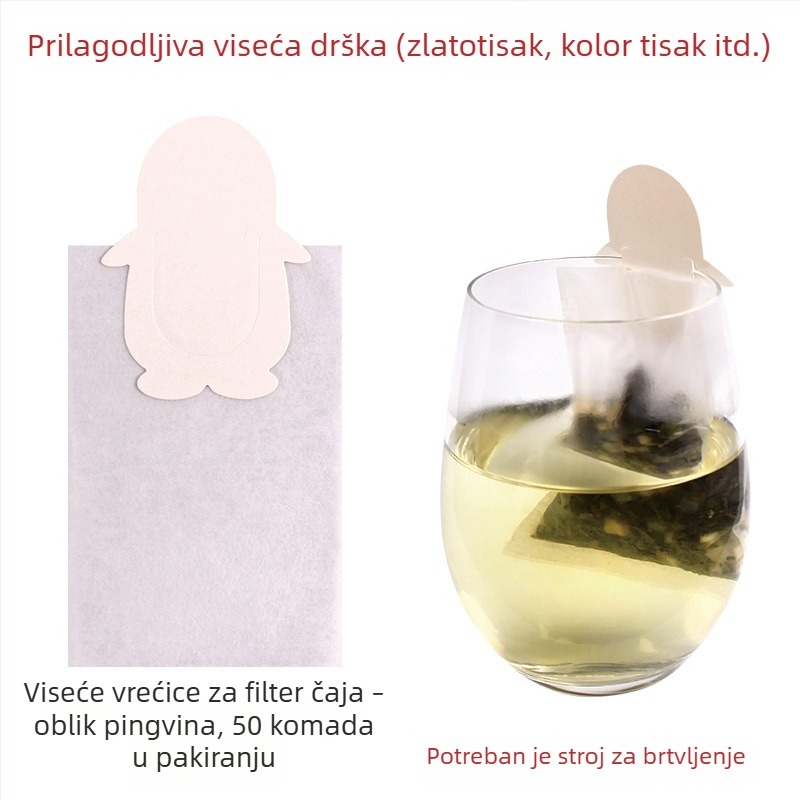 Jednokratna vrećica čaja s kukom za vješanje, filtr biljnog čaja, minimalistički dizajn, otisak logotipa