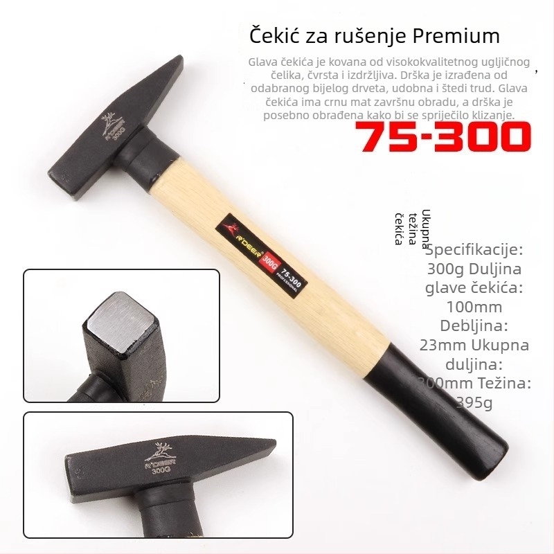 Set čekića za montažu: čekić s kljunom, čekić za lim, ravni čekić, električarski čekić, mini čekić, ručni čekić