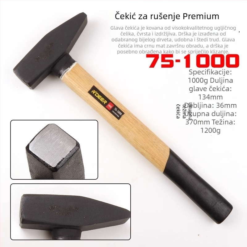 Set čekića za montažu: čekić s kljunom, čekić za lim, ravni čekić, električarski čekić, mini čekić, ručni čekić