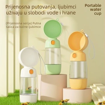 Putna boca za vodu za kućne ljubimce, s integriranom vodom i hranom, prijenosna posuda sve-u-jednom za pse