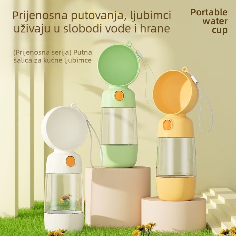 Putna boca za vodu za kućne ljubimce, s integriranom vodom i hranom, prijenosna posuda sve-u-jednom za pse