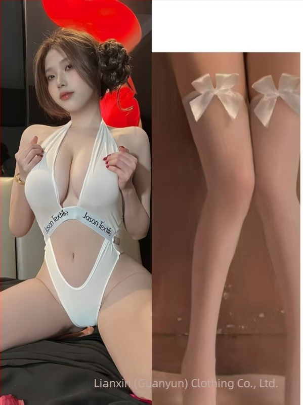 Lianxin jednodijelni bodi s halterom, duboki V, proziran Ice Silk