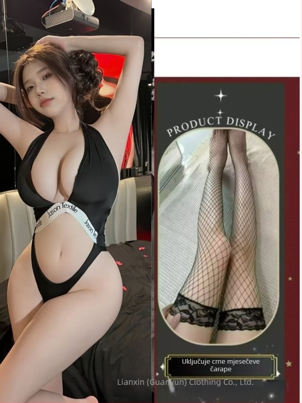 Lianxin jednodijelni bodi s halterom, duboki V, proziran Ice Silk