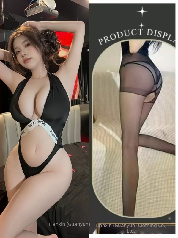 Lianxin jednodijelni bodi s halterom, duboki V, proziran Ice Silk