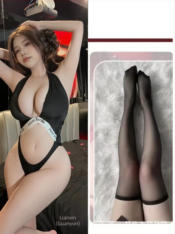 Lianxin jednodijelni bodi s halterom, duboki V, proziran Ice Silk