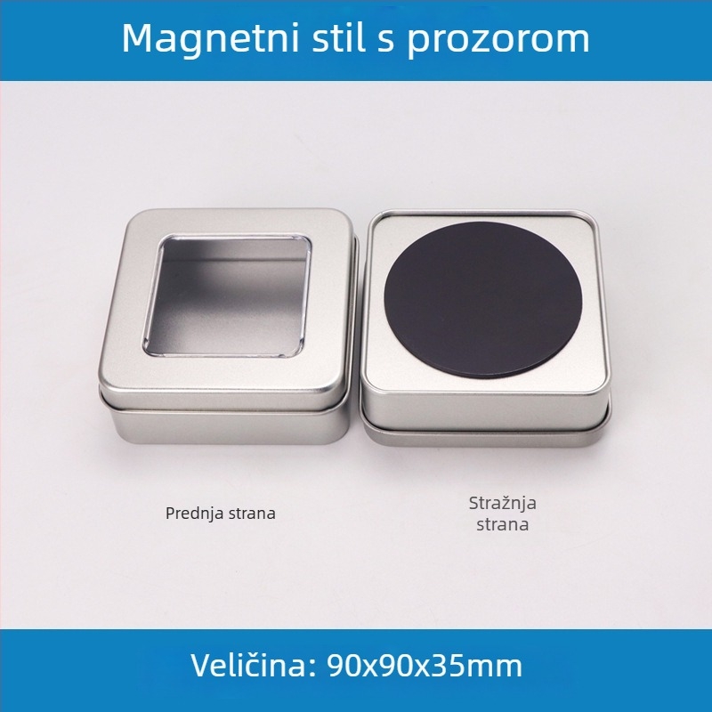 Kvadratna metalna kutija s magnetom za kuhinjsku pohranu – bomboni, čaj, suho voće