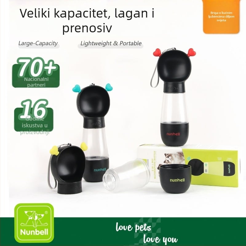 Nunbell Prenosiva boca za vodu za pse – Putna čašica za kućne ljubimce, protiv curenja