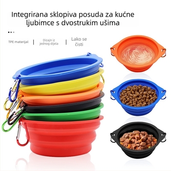 Silikonska sklopiva posuda za kućne ljubimce, posuda za psa s sprječavanjem preokretanja, prijenosna vanjska posuda za hranu mačaka i pasa