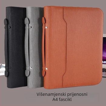 Kožni A4 višenamjenski folder-binder za dokumente, poslovne ugovore, s 4 rupama