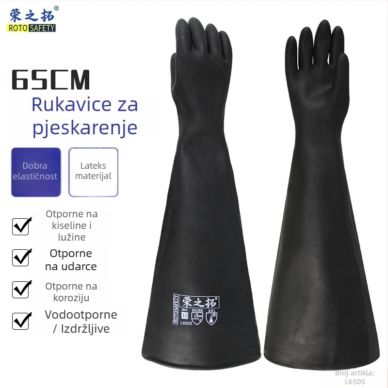 Rongzhituo L650S rukavice od prirodnog kaučuka za pjeskarenje stroja — protuklizne, otporne na habanje, visok tlak, debele