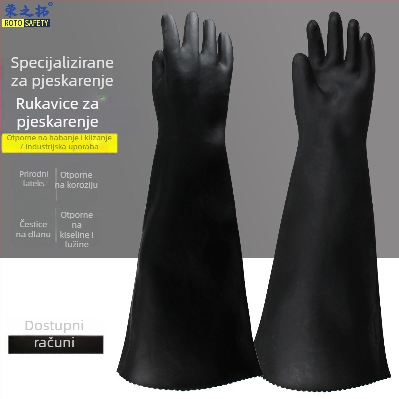 Rongzhituo L650S rukavice od prirodnog kaučuka za pjeskarenje stroja — protuklizne, otporne na habanje, visok tlak, debele