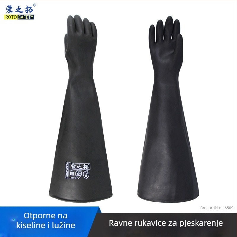 Rongzhituo L650S rukavice od prirodnog kaučuka za pjeskarenje stroja — protuklizne, otporne na habanje, visok tlak, debele