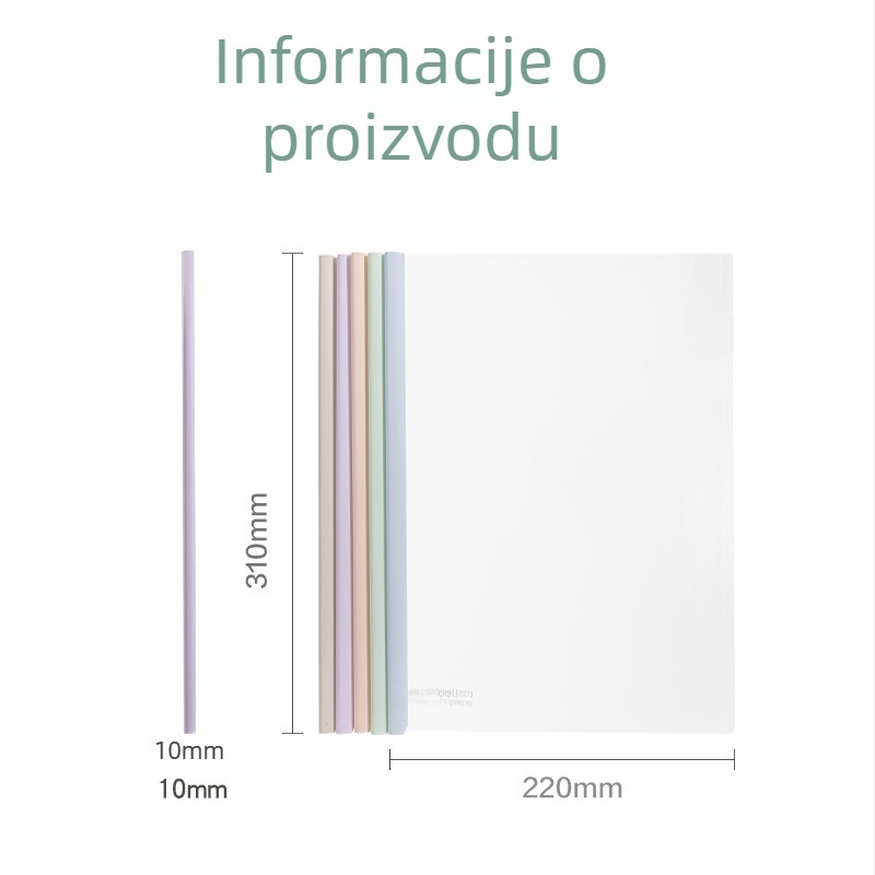 Deli A4 dosje s ojačanim klipom, kapljastog oblika, u bojama, prozirni dokumentni dosje