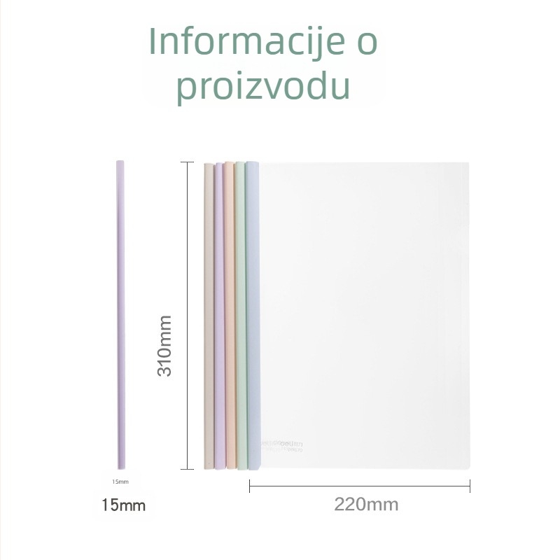 Deli A4 dosje s ojačanim klipom, kapljastog oblika, u bojama, prozirni dokumentni dosje