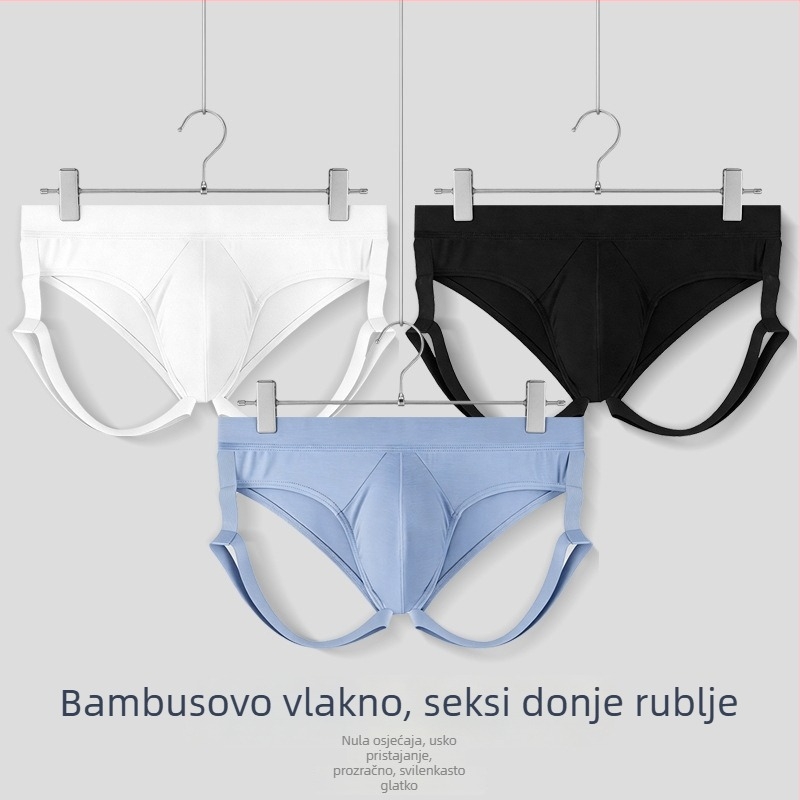 Muške gaćice od bambusovog vlakna, niskog struka, jednobojne, U-oblik prednjeg dijela, elastične, tijesnog kroja
