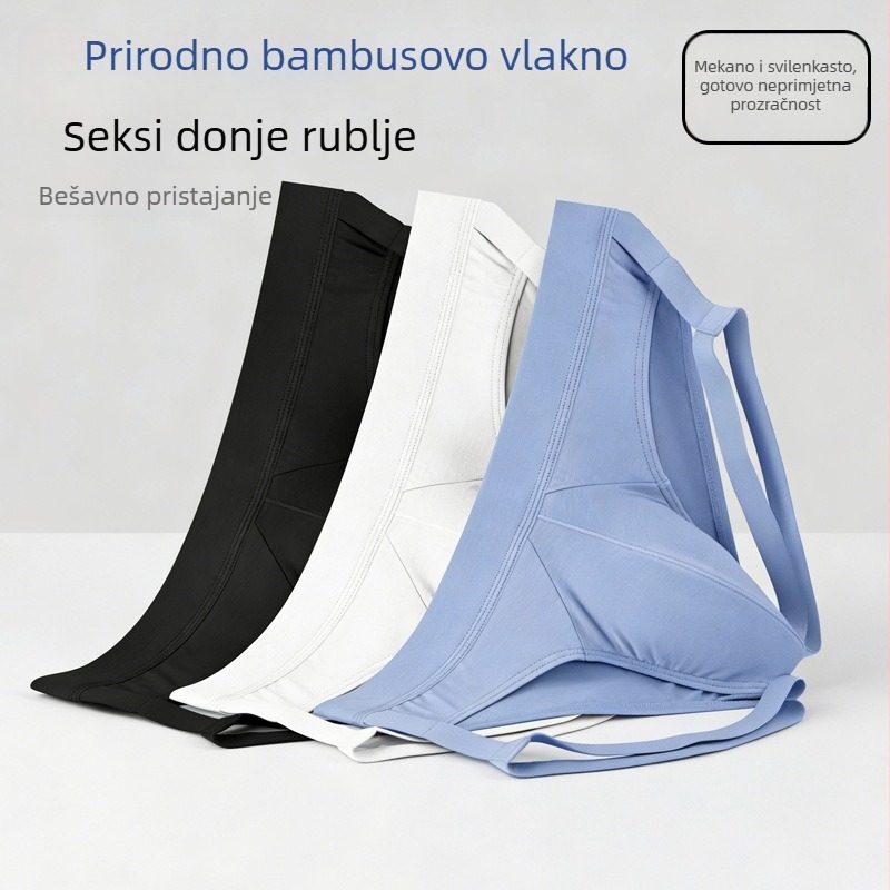 Muške gaćice od bambusovog vlakna, niskog struka, jednobojne, U-oblik prednjeg dijela, elastične, tijesnog kroja