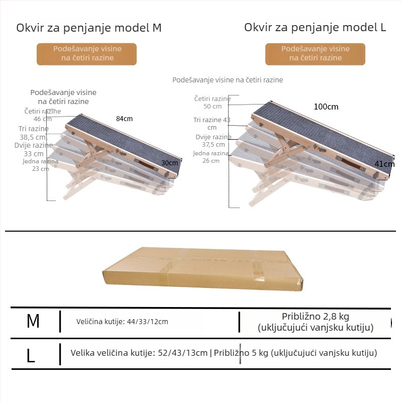 Drvene stepenice za kućne ljubimce za male pse, kućna upotreba, drvene stepenice s rampom, ljestve i pomoćni okvir od drveta