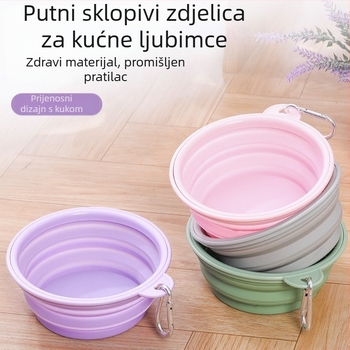 Silikonska sklopiva zdjela za vodu i hranu za kućne ljubimce – za vanjsku upotrebu, pastelne boje