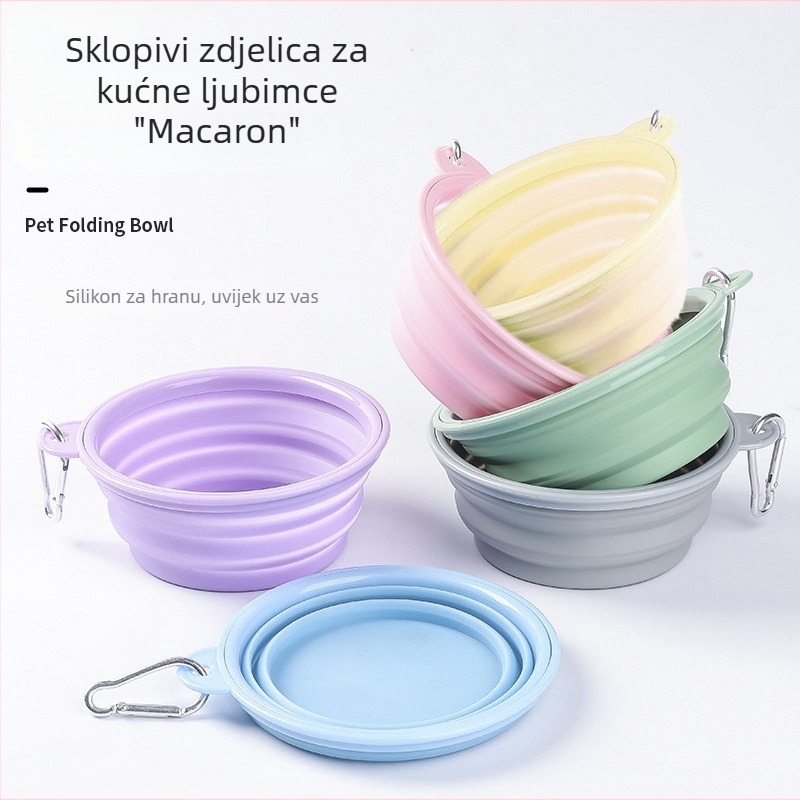 Silikonska sklopiva zdjela za vodu i hranu za kućne ljubimce – za vanjsku upotrebu, pastelne boje