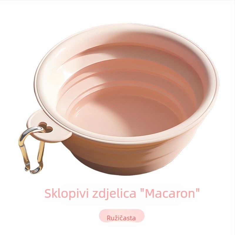 Silikonska sklopiva zdjela za vodu i hranu za kućne ljubimce – za vanjsku upotrebu, pastelne boje