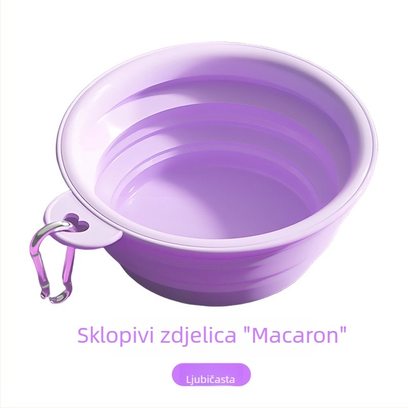 Silikonska sklopiva zdjela za vodu i hranu za kućne ljubimce – za vanjsku upotrebu, pastelne boje