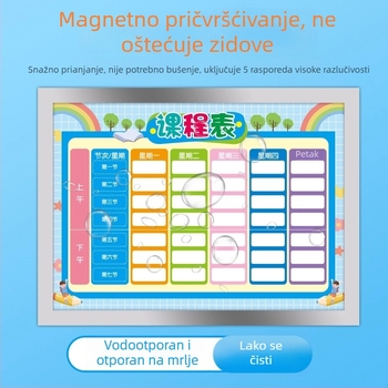 Magnetski raspored za učenike osnovne škole — dnevni plan učenja i magnetska naljepnica za hladnjak za samodisciplinu