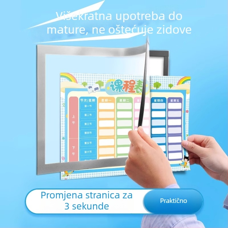 Magnetski raspored za učenike osnovne škole — dnevni plan učenja i magnetska naljepnica za hladnjak za samodisciplinu