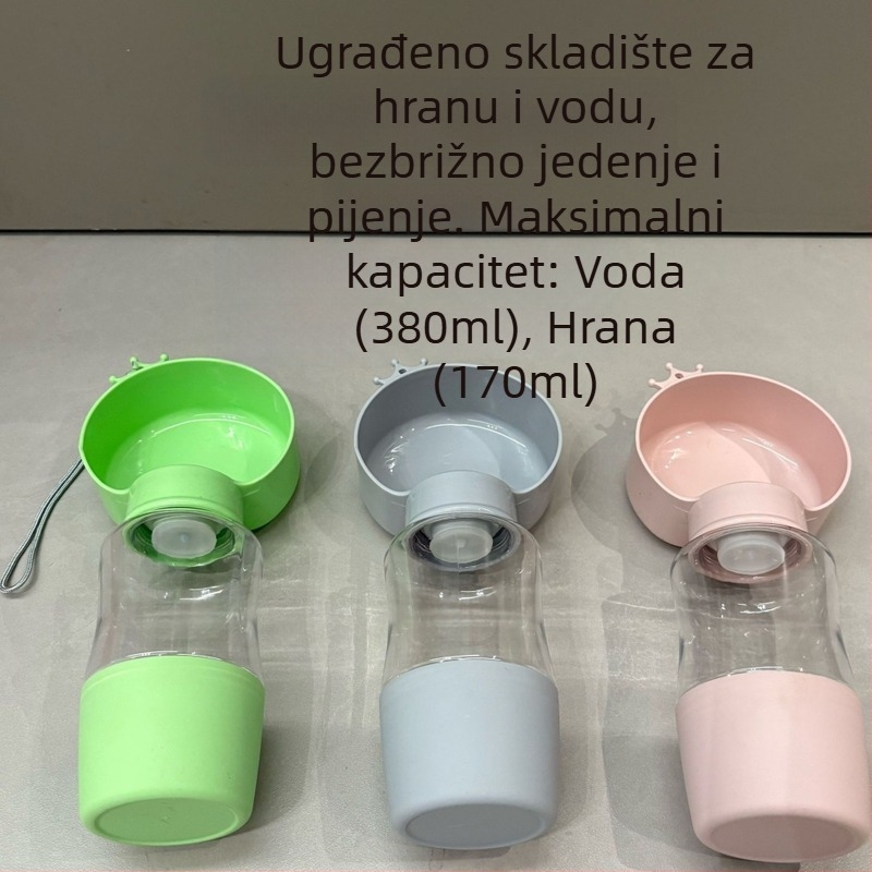 Prijenosna posuda za vodu za pse i mačke, dozator hrane i vode, 2 u 1