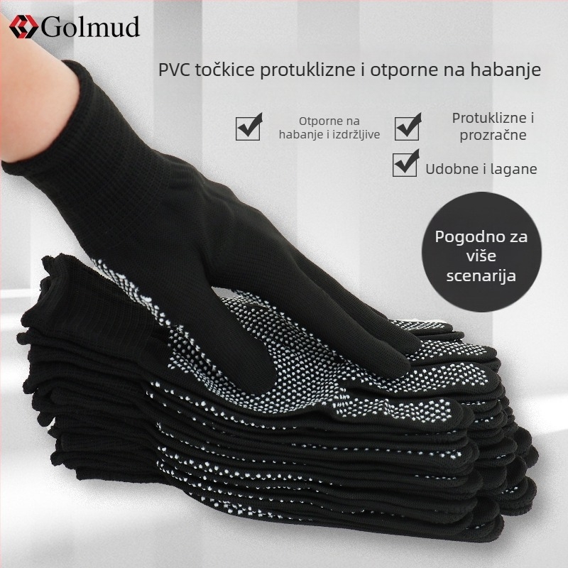 GM618 PVC rukavice za zaštitu s točkastom površinom, protuklizne, prozračne, tanke, kemijski otporne, 12 pari u pakiranju